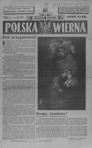 Polska Wierna (1950; n°1-15)  Sous-Titre : Tygodnik katolicki  Autre titre : La Pologne fidèle hebdomadaire catholique